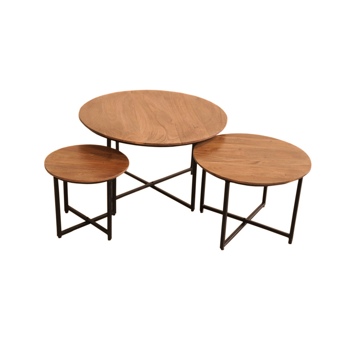 StarFurn Salontafel RichWood - Rond Naturel Hout - Set van 3
