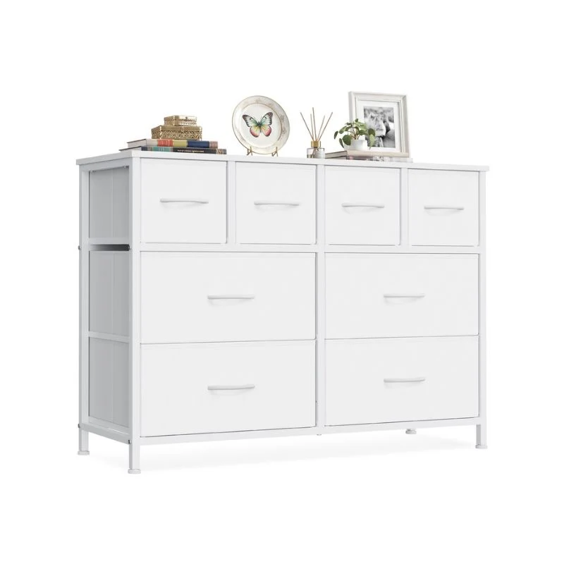 Commode de rangement à tiroirs en tissu avec cadre en acier