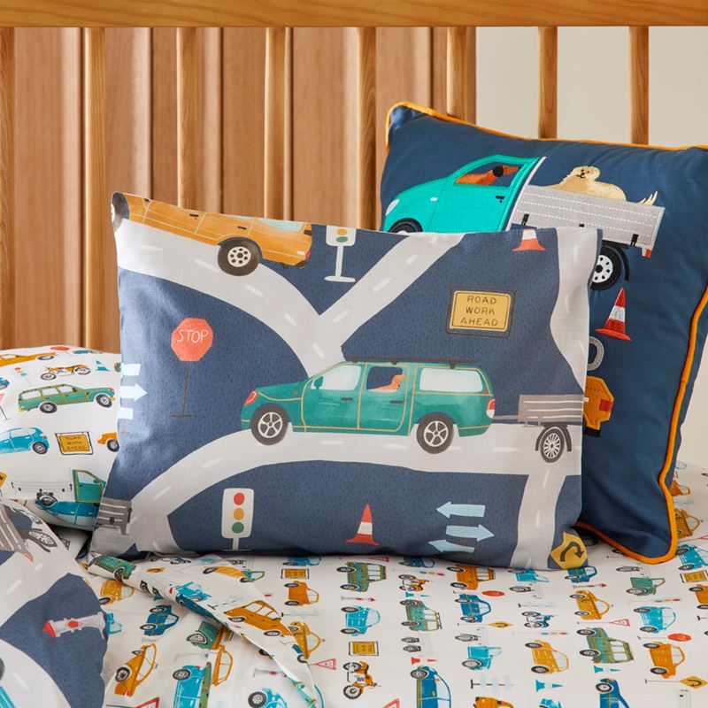 On the Road Steel Blue Cot Quilt Cover Set