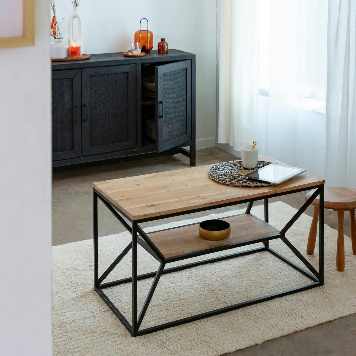 - Table basse en bois marron 90 cm