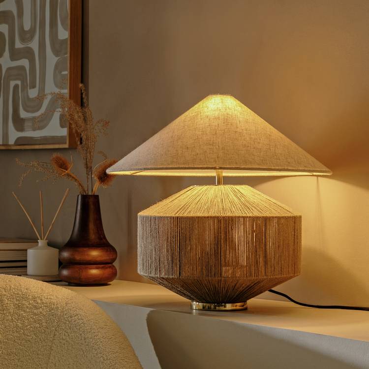 Habitat Jute Wrapped 37cm Table Lamp - Gold & Natural