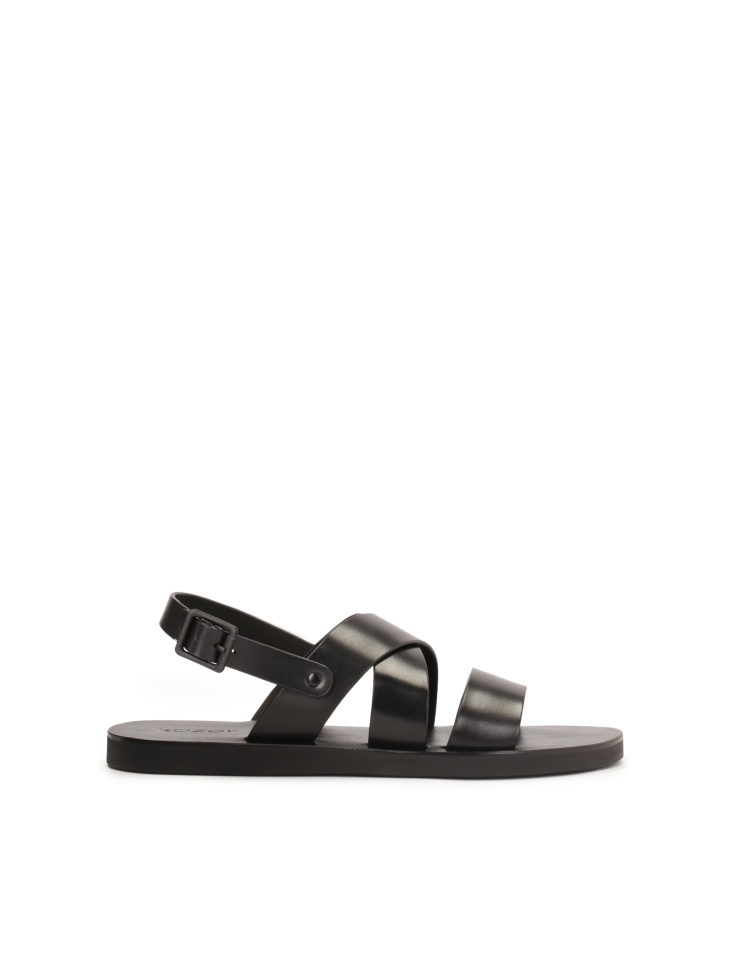 Leather black buckle sandals
