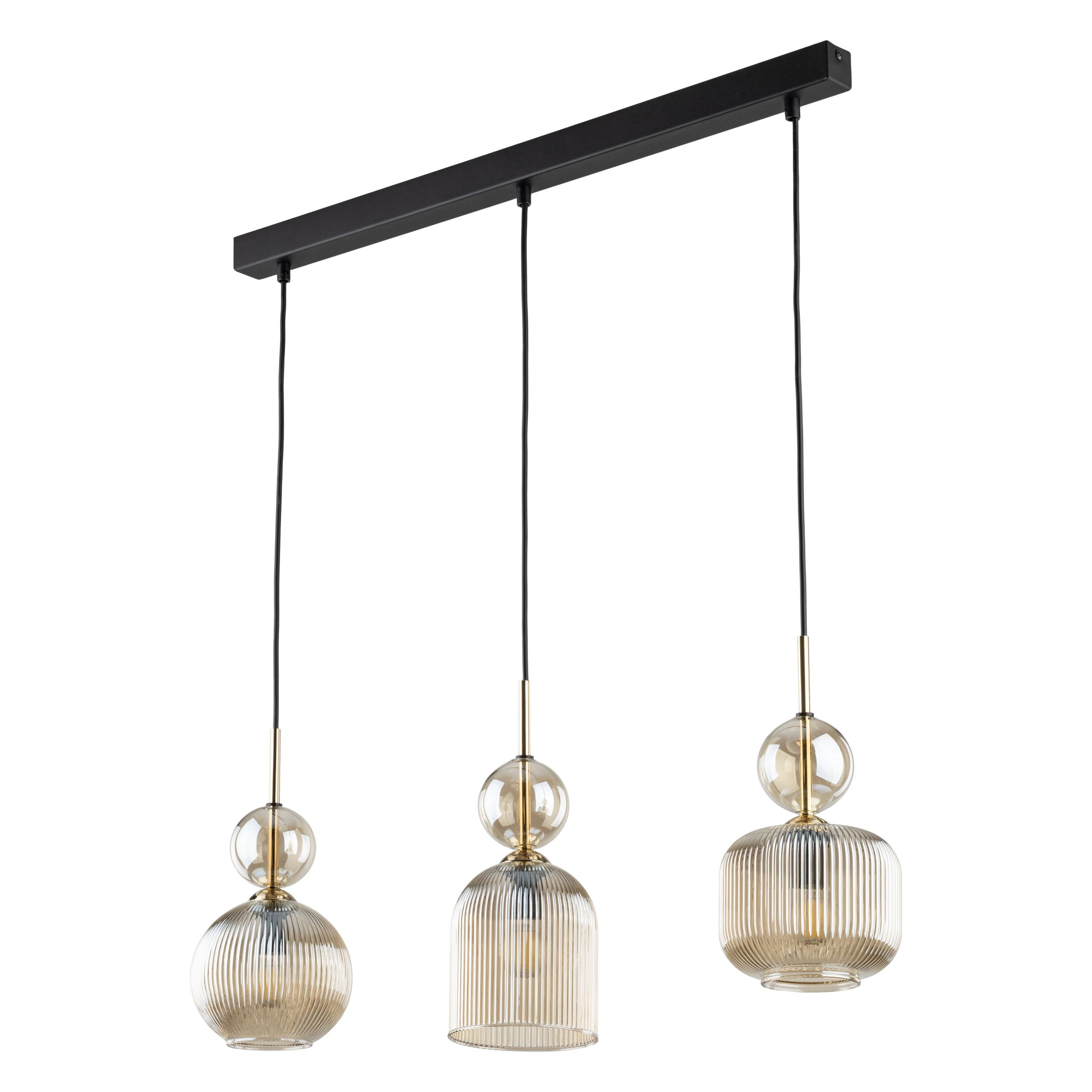 Lampa Wisząca Tk Lighting Sophia Koniakowy Ryflowany Klosz Listwa 3Xe14