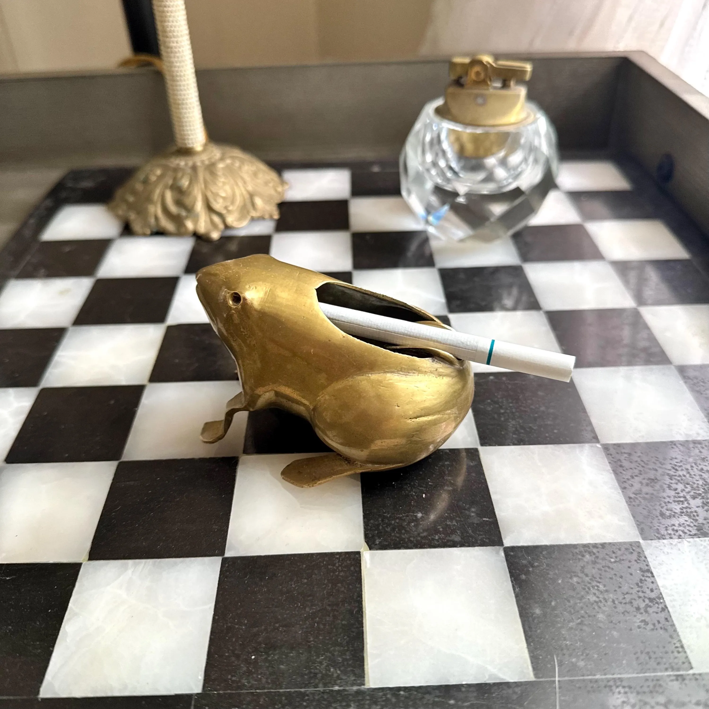 Vintage Brass Frog Ashtray Cigarette Holder | MCM | Paperweight | Made in India