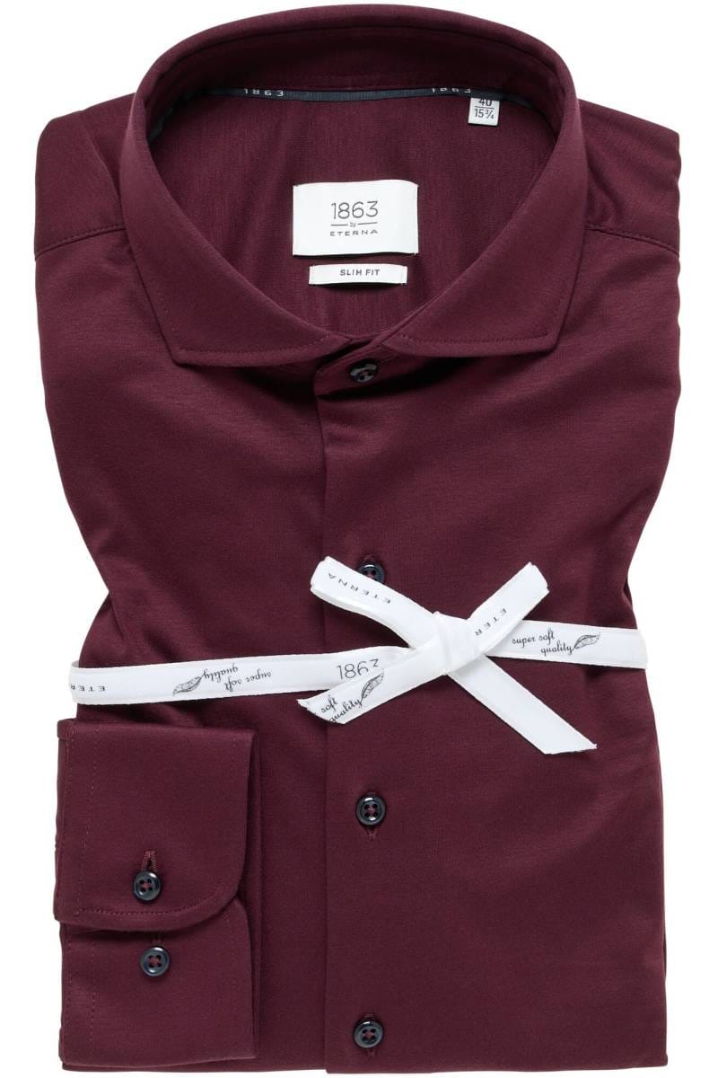 ETERNA 1863 Slim Fit Jerseyhemd bordeaux, Einfarbig