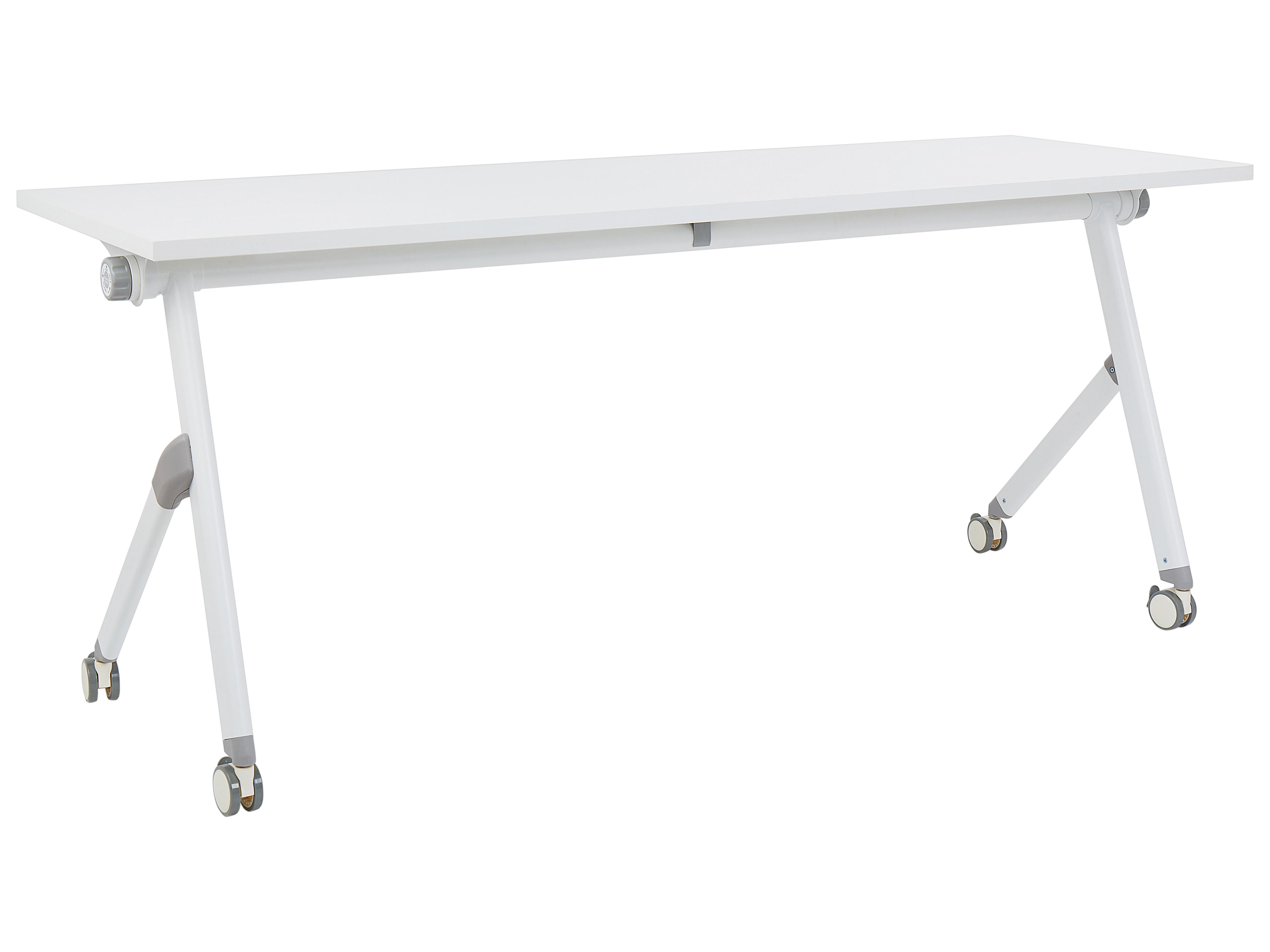 Foldable Office Desk BENDI White 180 cm 60 cm with Wheels