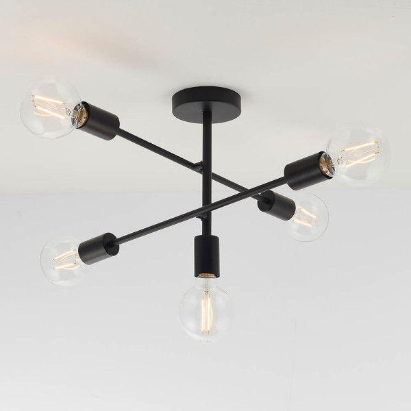 Lampa sufitowa STUDIO sticki czarna matowa 5xE27x40W IP20 Endon