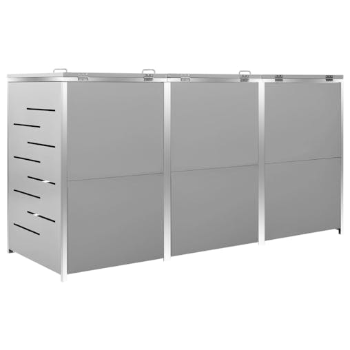 NNEVL Triple Wheelie Bin Shed 207x77.5x115 cm Stainless Steel