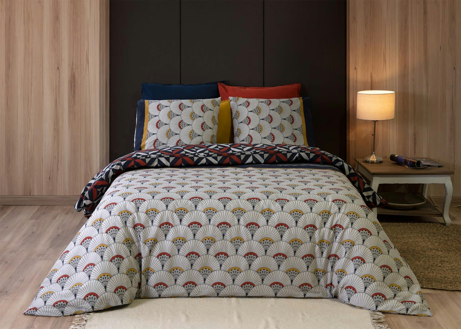 PANKA - Parure housse de couette coton blanc 200x200 cm