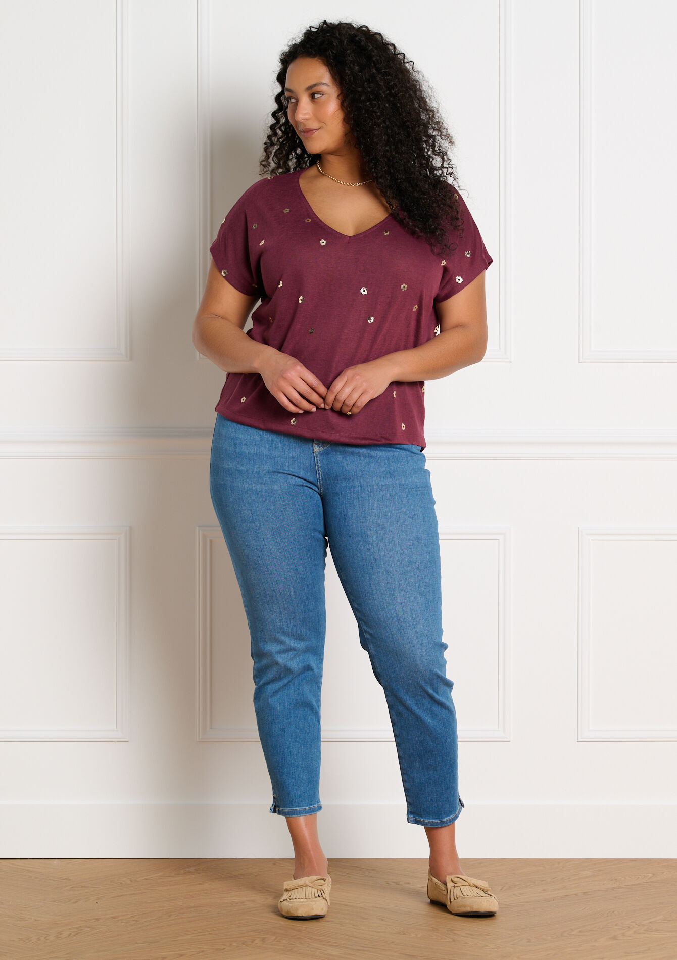 T-shirt met folieprint