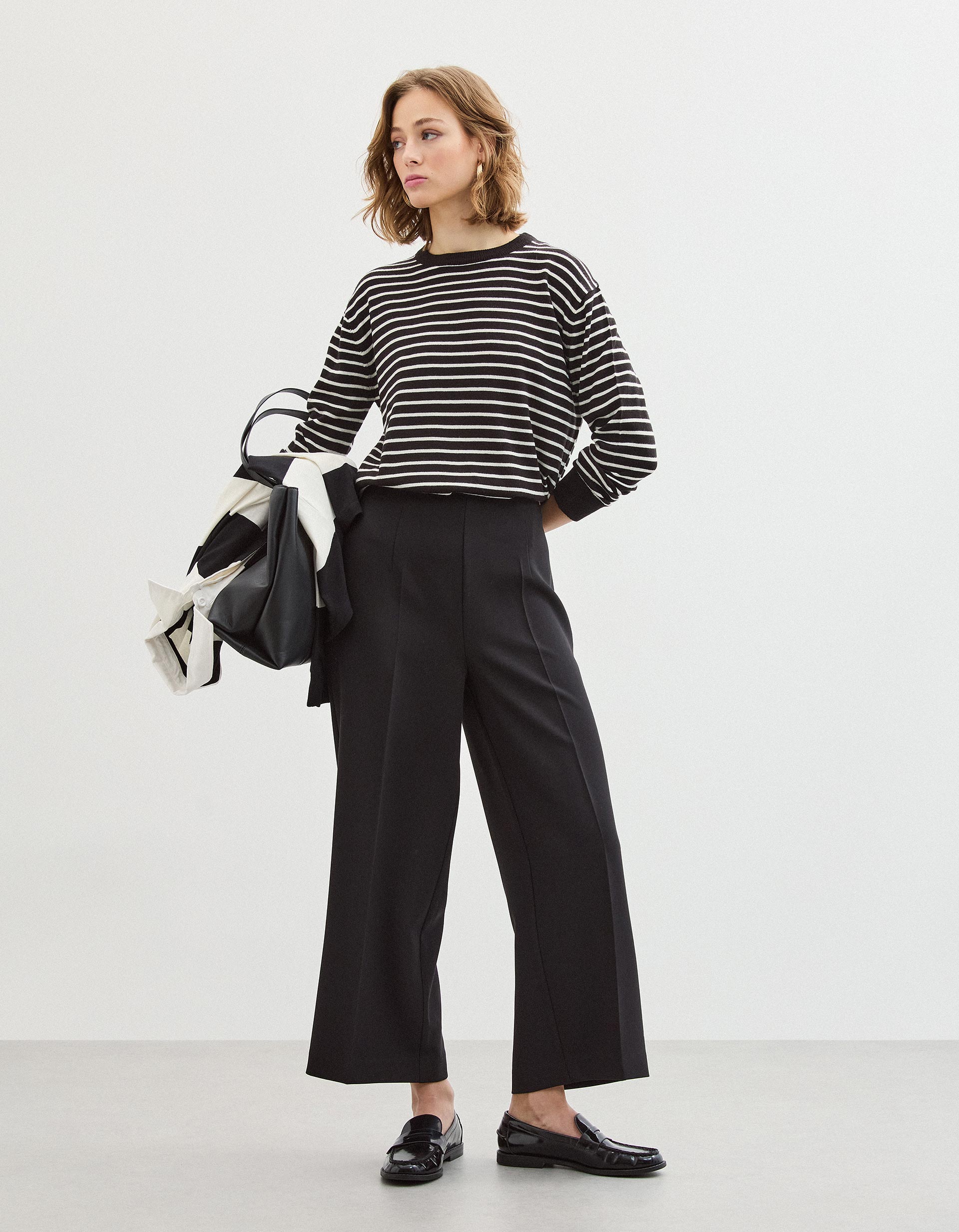 Calças Culotte, Mulher, Preto