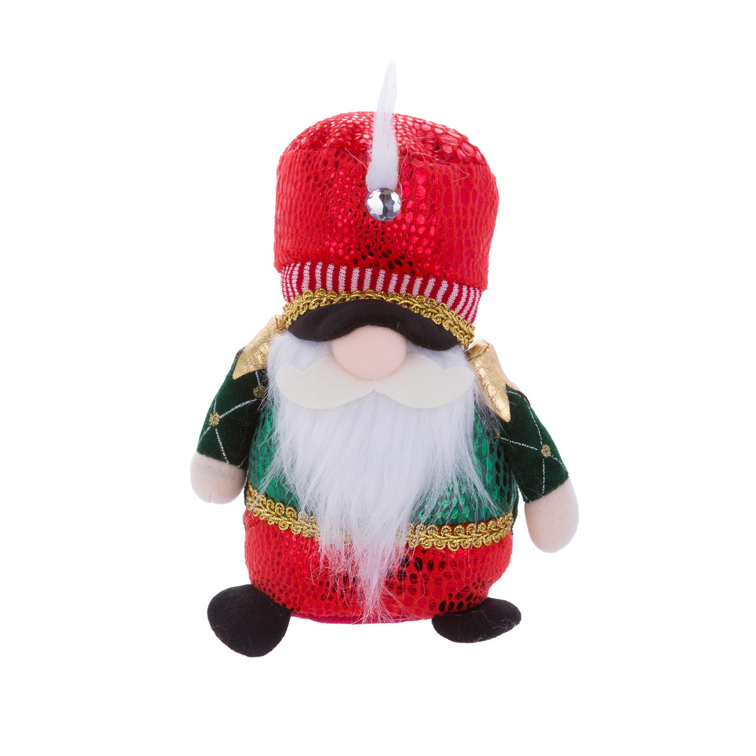 Gnomo Natale fermaporta 33 cm rosso verde