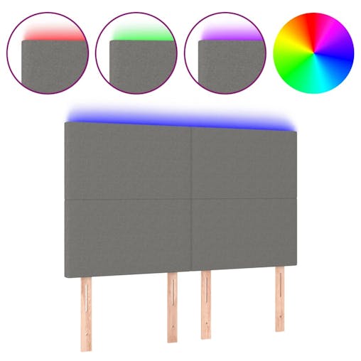NNEVL LED Headboard Dark Grey 144x5x118/128 cm Fabric