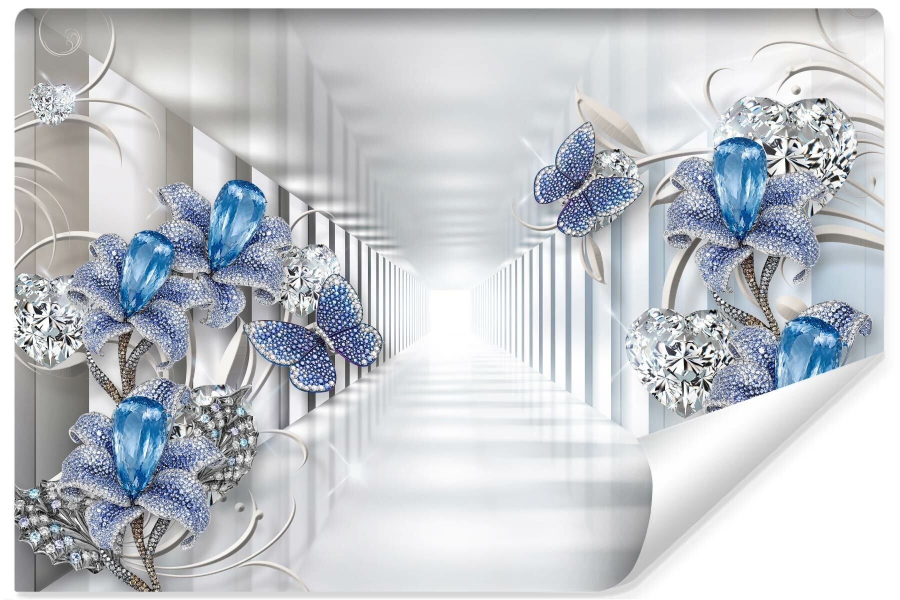 Fototapeta Abstrakcyjny tunel z kwiatami 3D 90x60cm