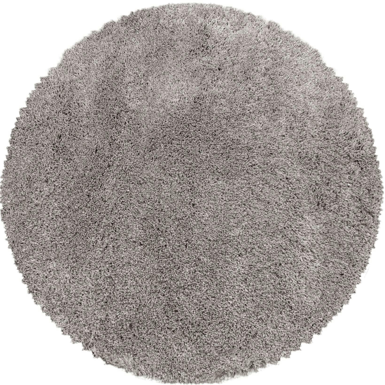 MOELLEUX - Tapis cosy rond à poils longs greige 80x80cm