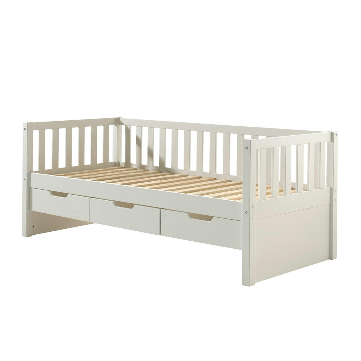 FRITZ - Lit banquette 90x200 sommier 3 tiroirs inclus naturel