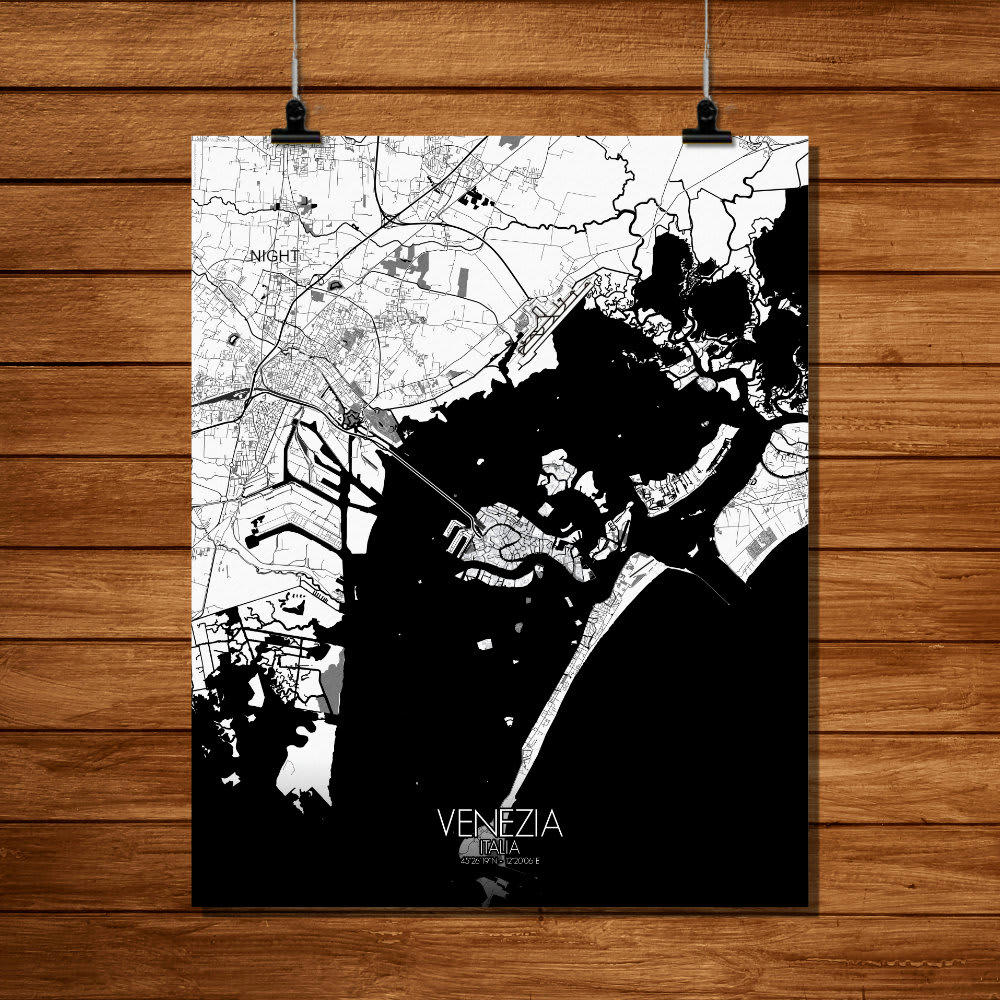 - Affiche Venise Carte N&B 40x50