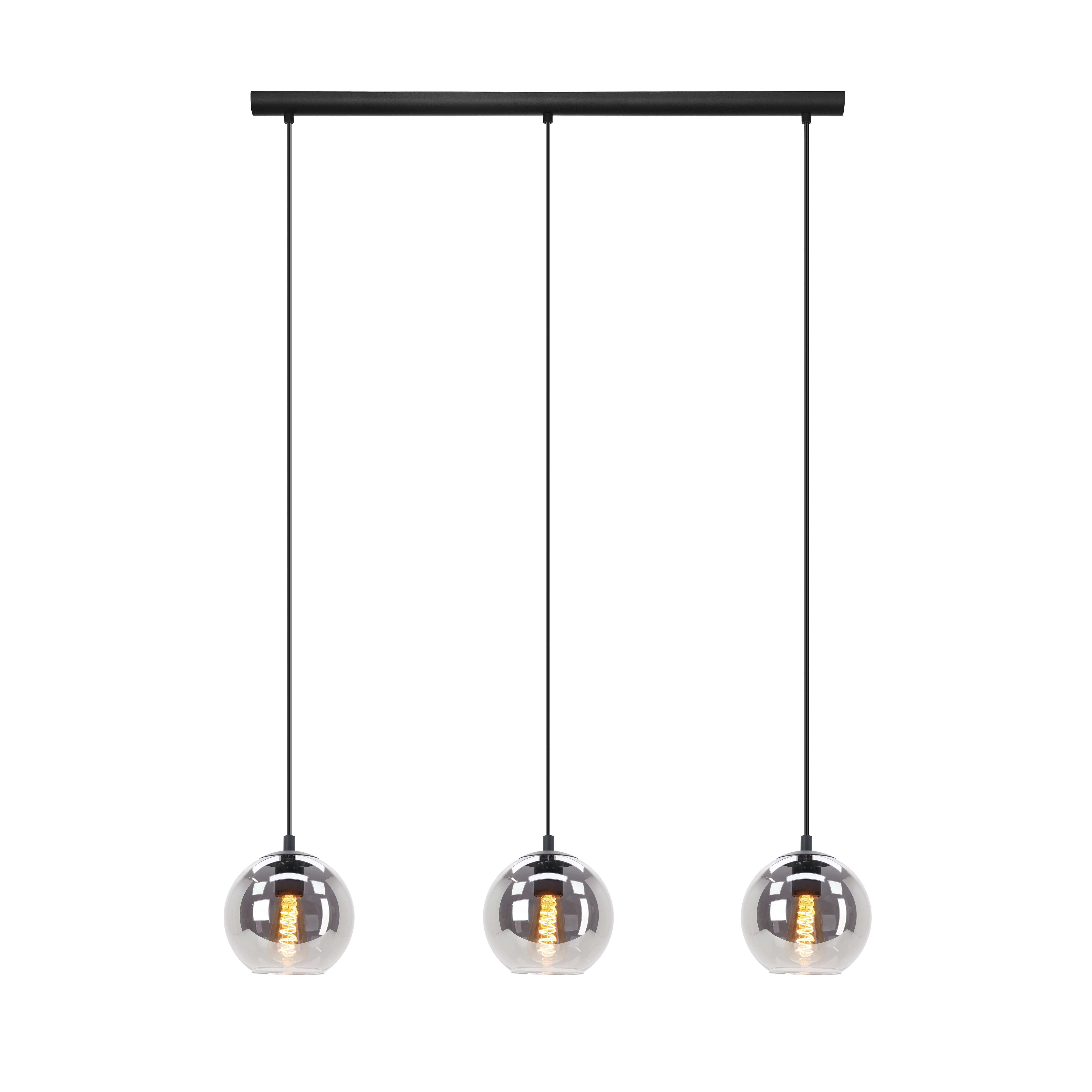 EGLO hanglamp Ariscani - e27 - 76,5 cm - zwart - rookglas