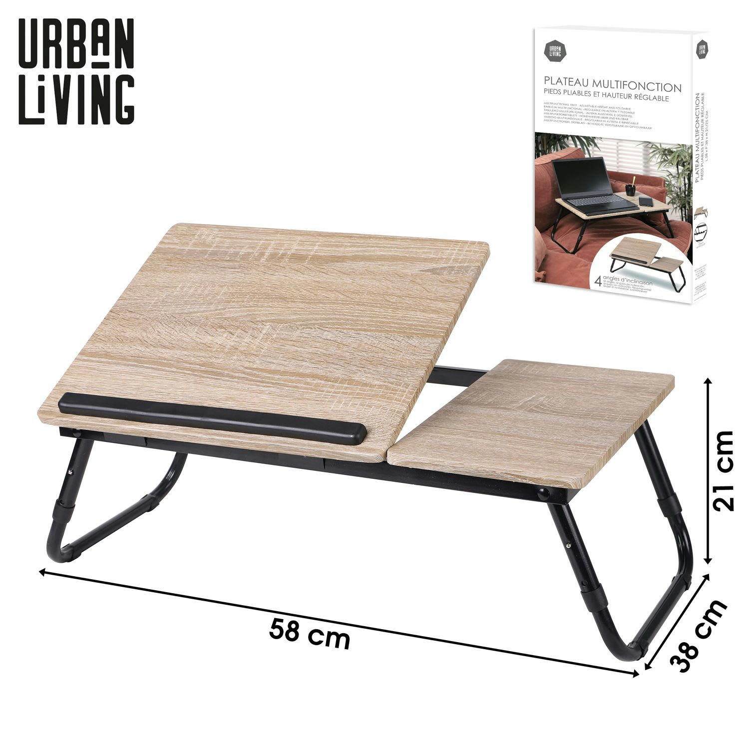 - Plateau multifonction pliable avec hauteur réglable beige