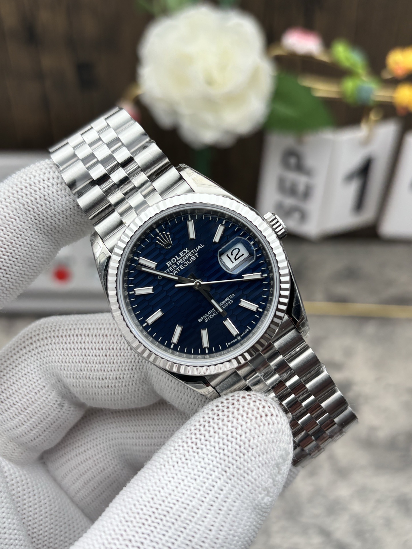 Rolex Datejust 36 Fluted Bezel Blue Fluted-Motif Dial Jubilee Watch  -10