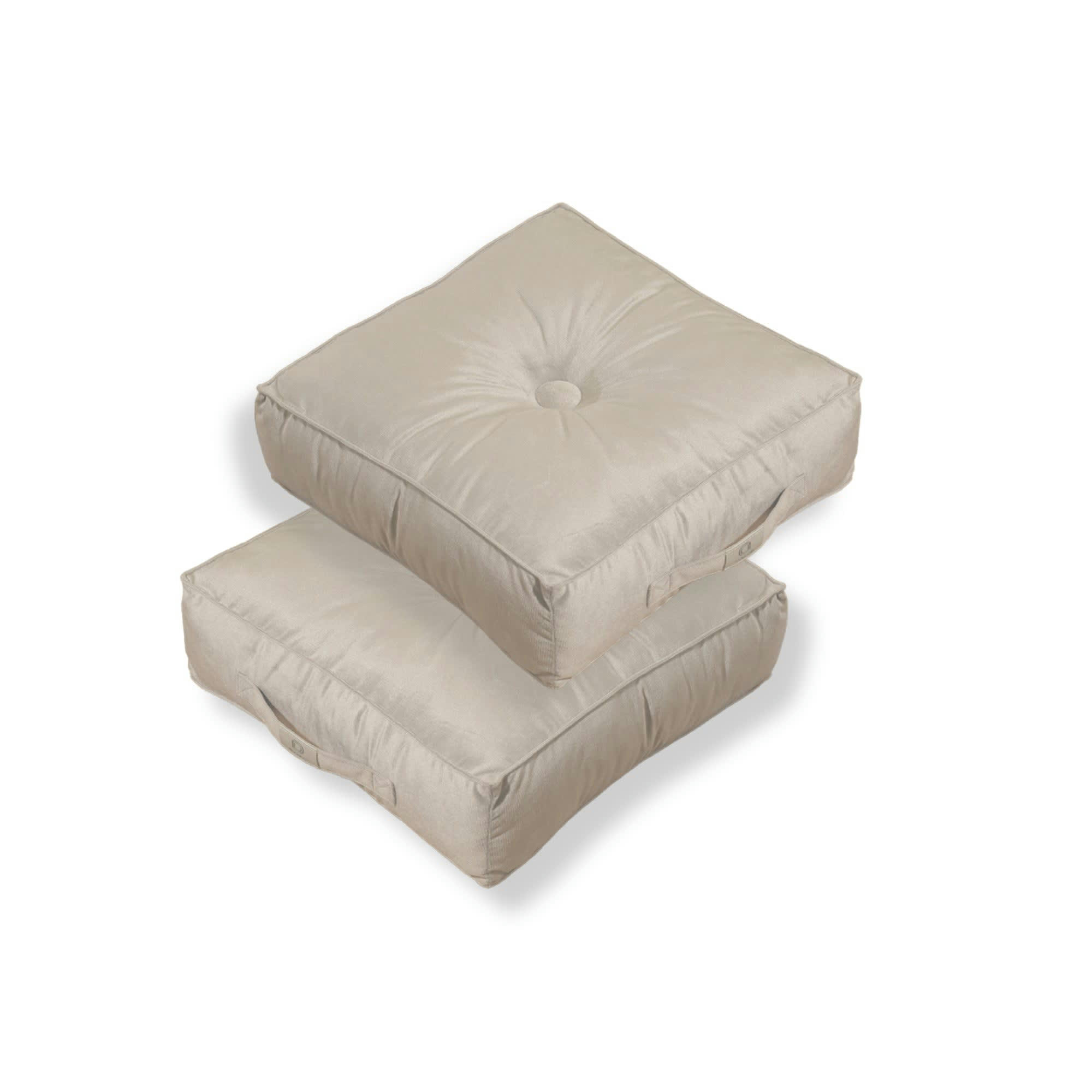 - Pouf en velours 40 x 40 x 14 cm lot de 2 - Gris clair