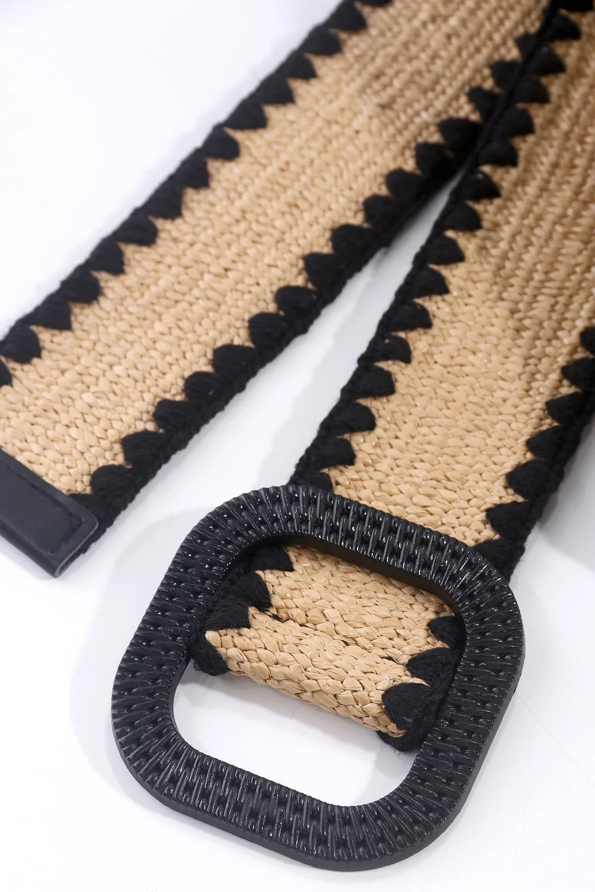 Raffia Whipstitch Belt in Black - Size S/M