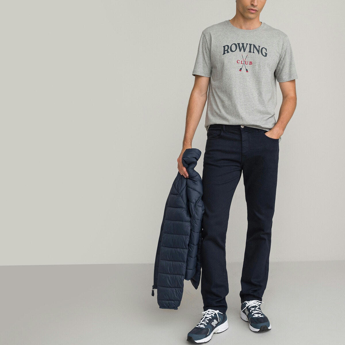 T-shirt print col rond, coton bio