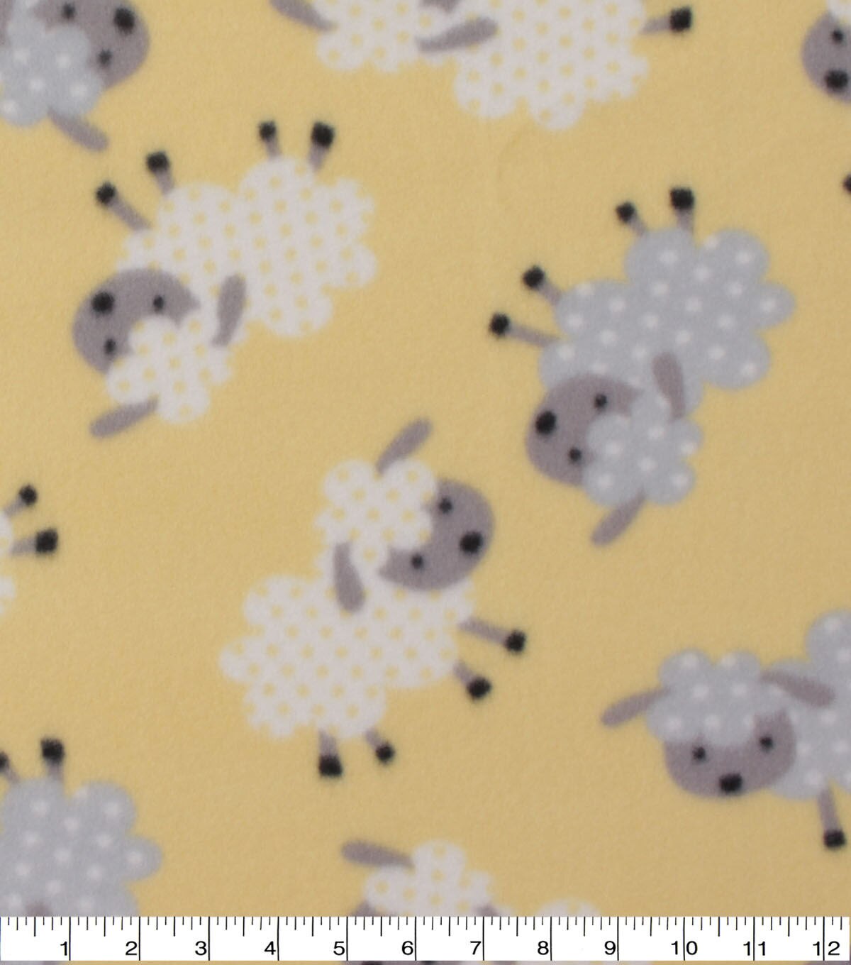 Blizzard Fleece Fabric Sheep on Yellow