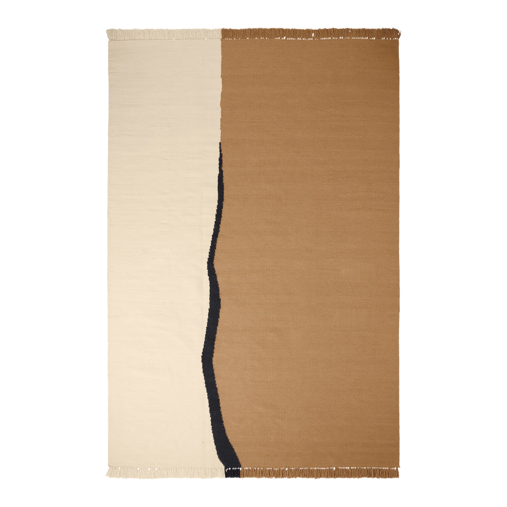 Ferm Living Soil Kelim Vloerkleed 200 x 300 cm - Dark Sand / Off-White