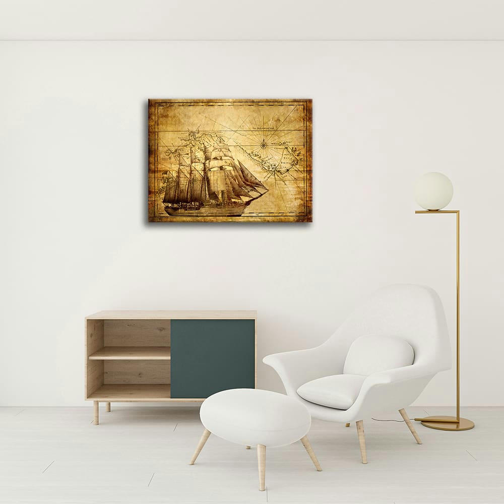 - Tableau impression sur toile carte ancienne 80x100cm