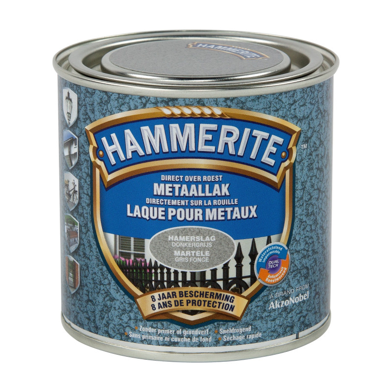 Laque antirouille pour métaux martelés gris foncé 0,25 L HAMMERITE