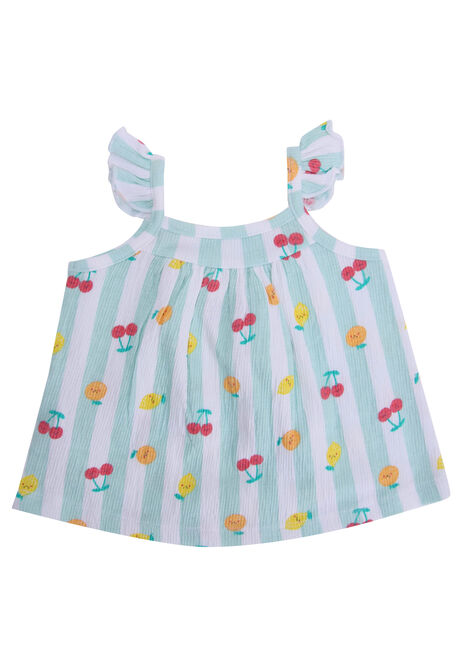 Baby Girls Mint Stripe Fruit Top & Shorts Set