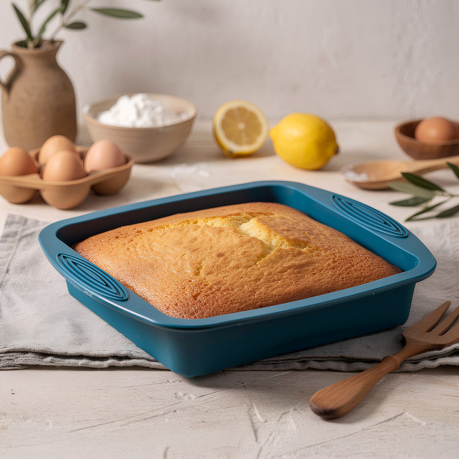 Stampo forno 26x24x5 cm silicone azzurro