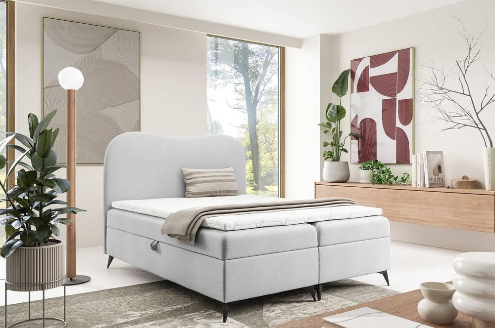 Boxspring Adler bouclé met opbergruimte 140 x 200 cm