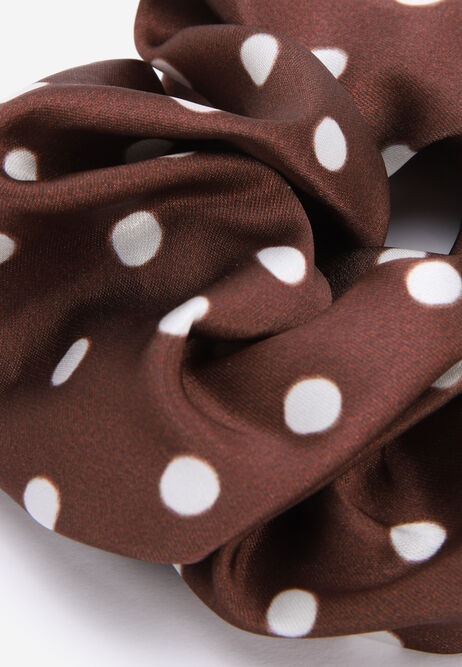 Womens Chocolate Brown Polka Dot Oversized Scrunchie
