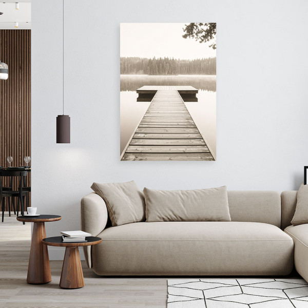Obraz do salonu sypialni biura, Pomost jezioro pejzaż natura 20x30