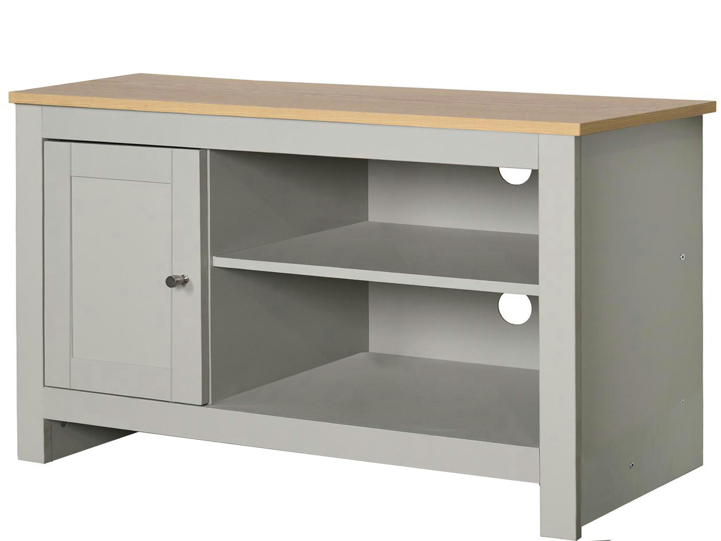 EMERALD - Meuble TV 1 porte en MDF chêne et gris