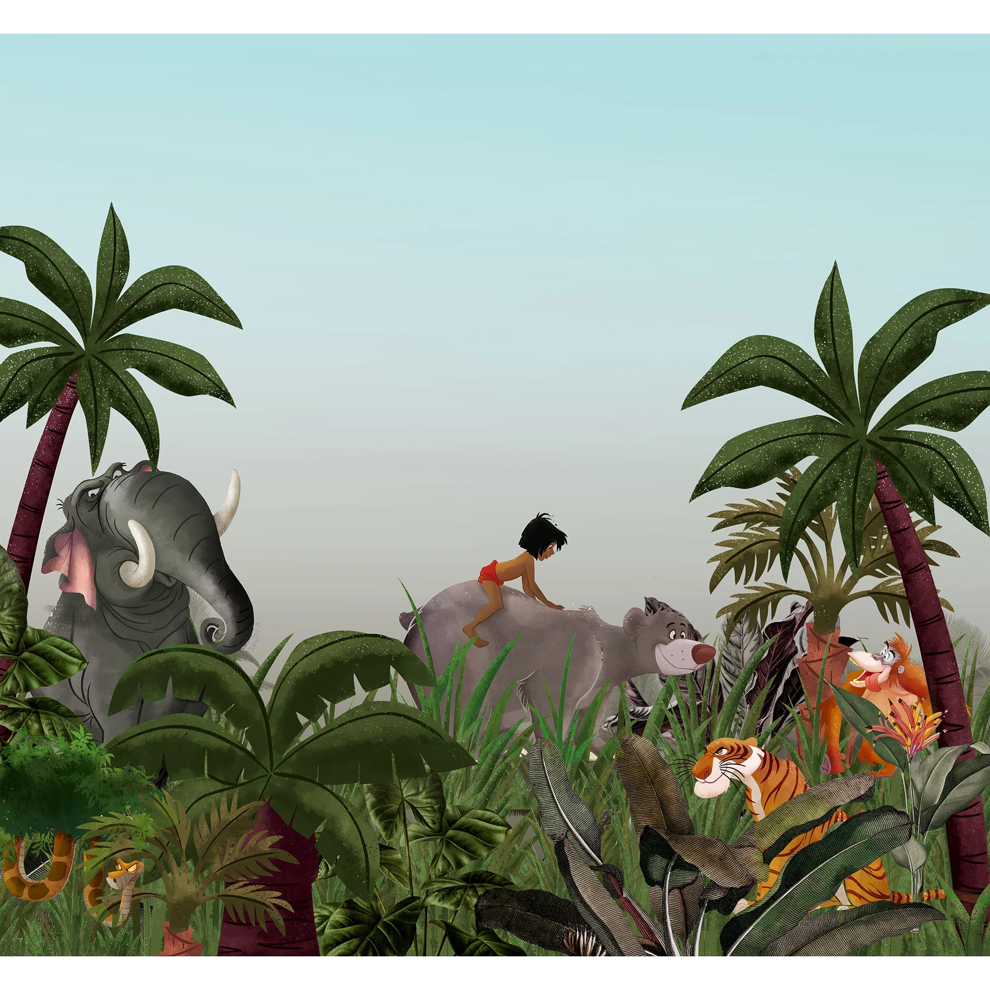 Papier peint panoramique XL LE LIVRE DE LA JUNGLE 300 x 280 cm