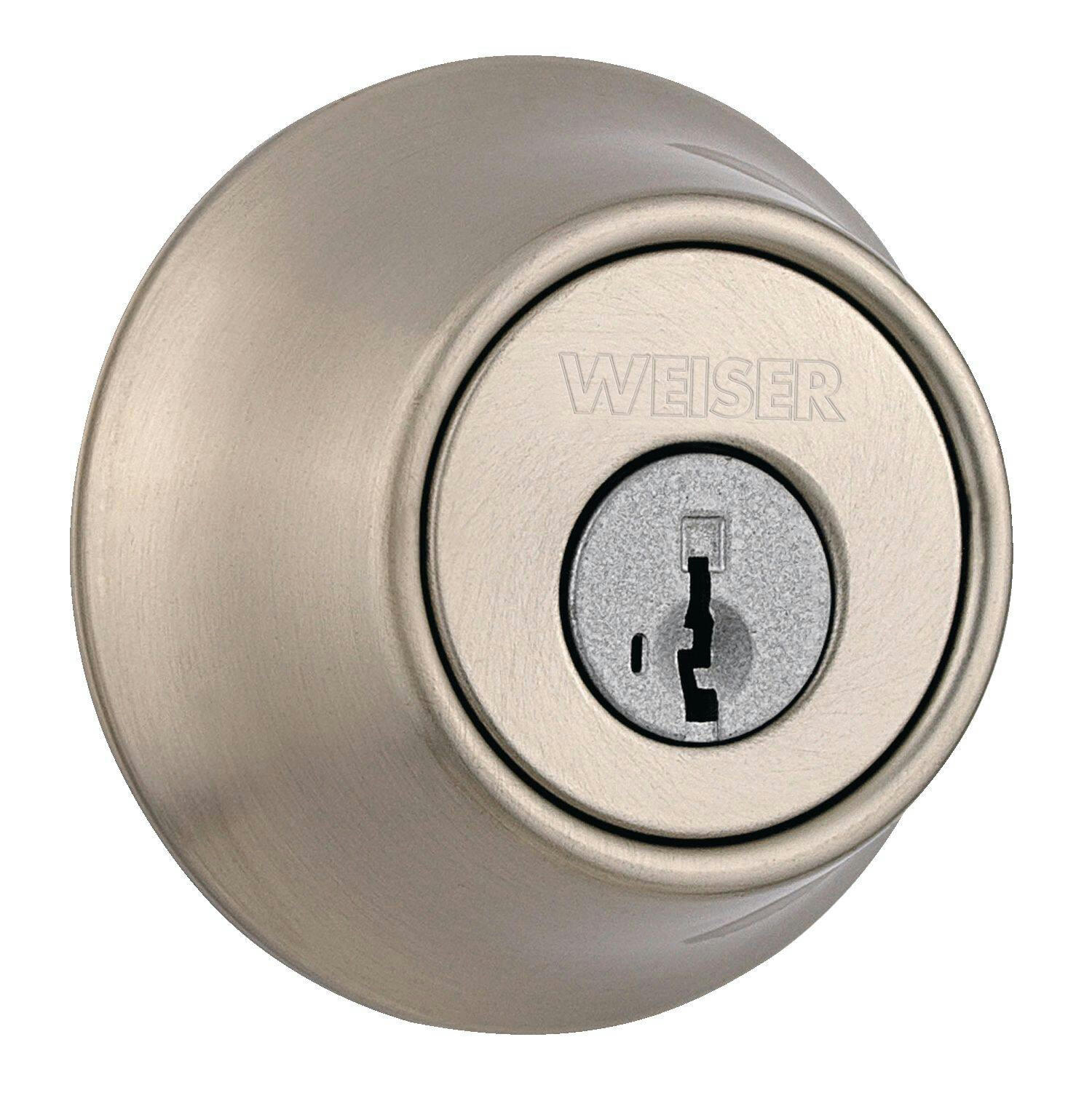 Weiser Single-Cylinder Round Deadbolt Door Lock, Nickel