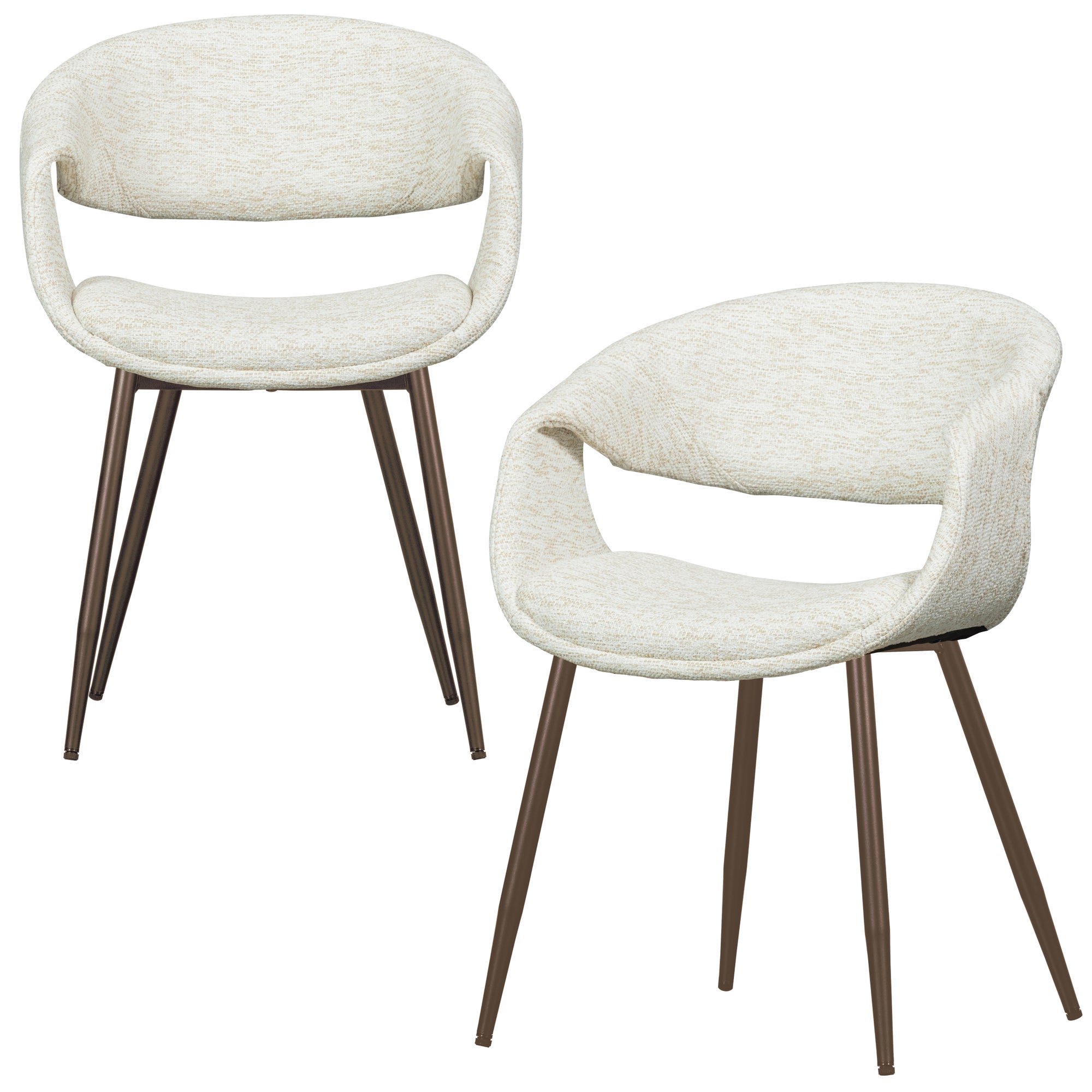 WOOOD eetkamerstoelen metalen koper poot Yossi - Naturel - Set van 2