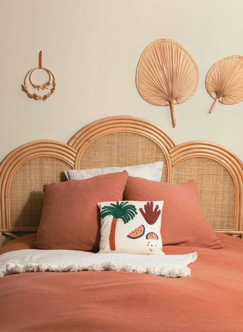 GILI - Tête de lit rotin et cannage