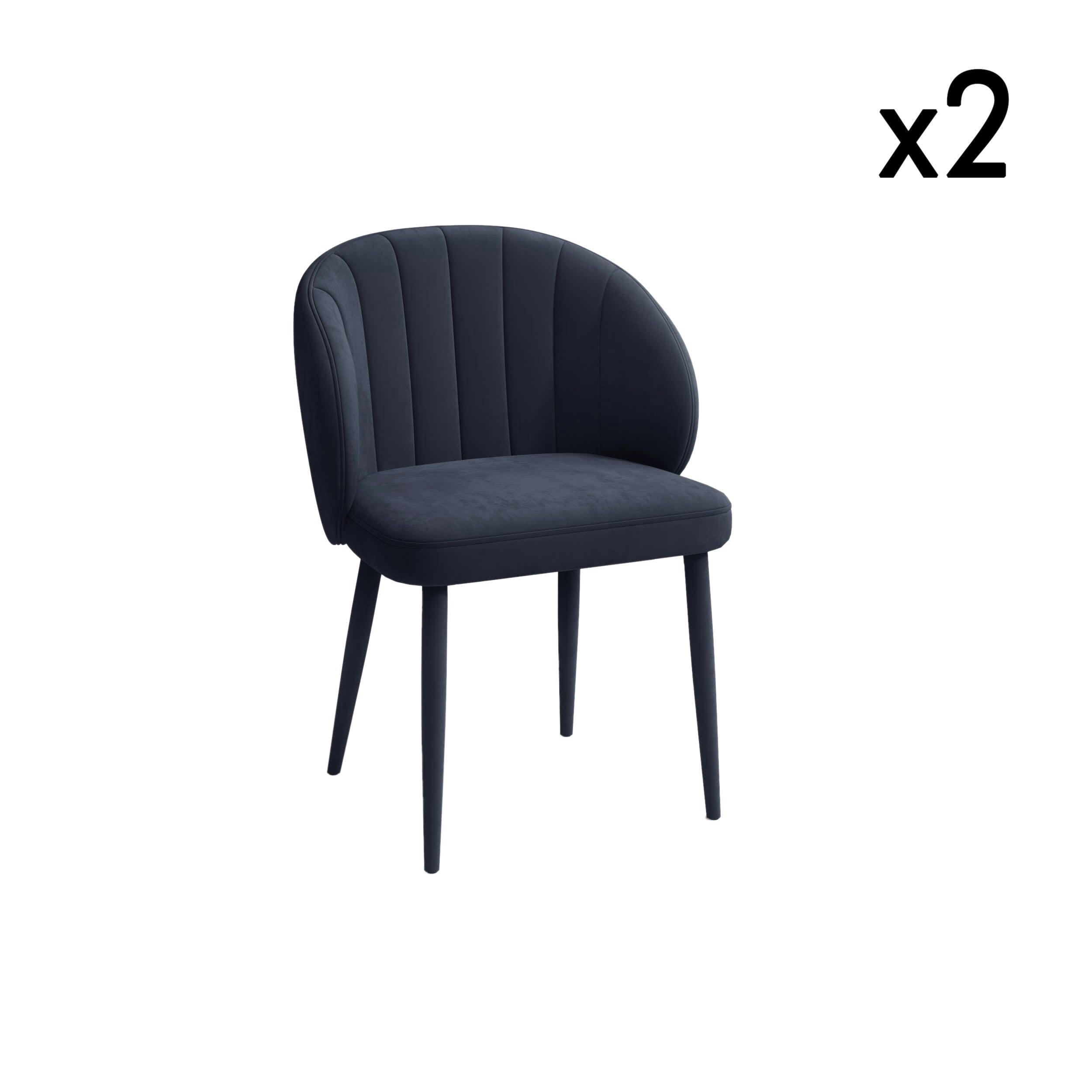 LOVE - Lot de 2 chaises velours bleu saphir pieds velours assortis