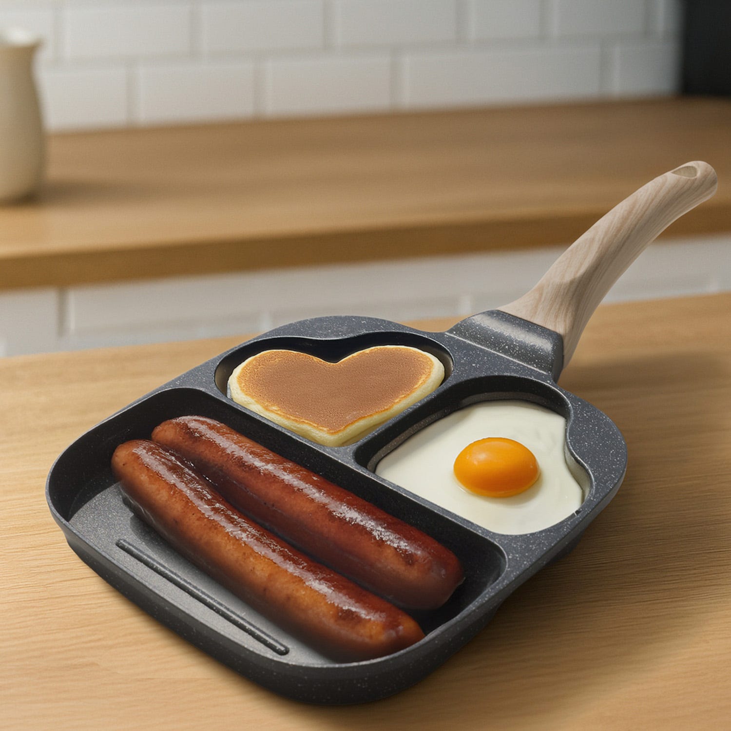 Padella 2 scomparti cuore e grill Mini Mania grigia