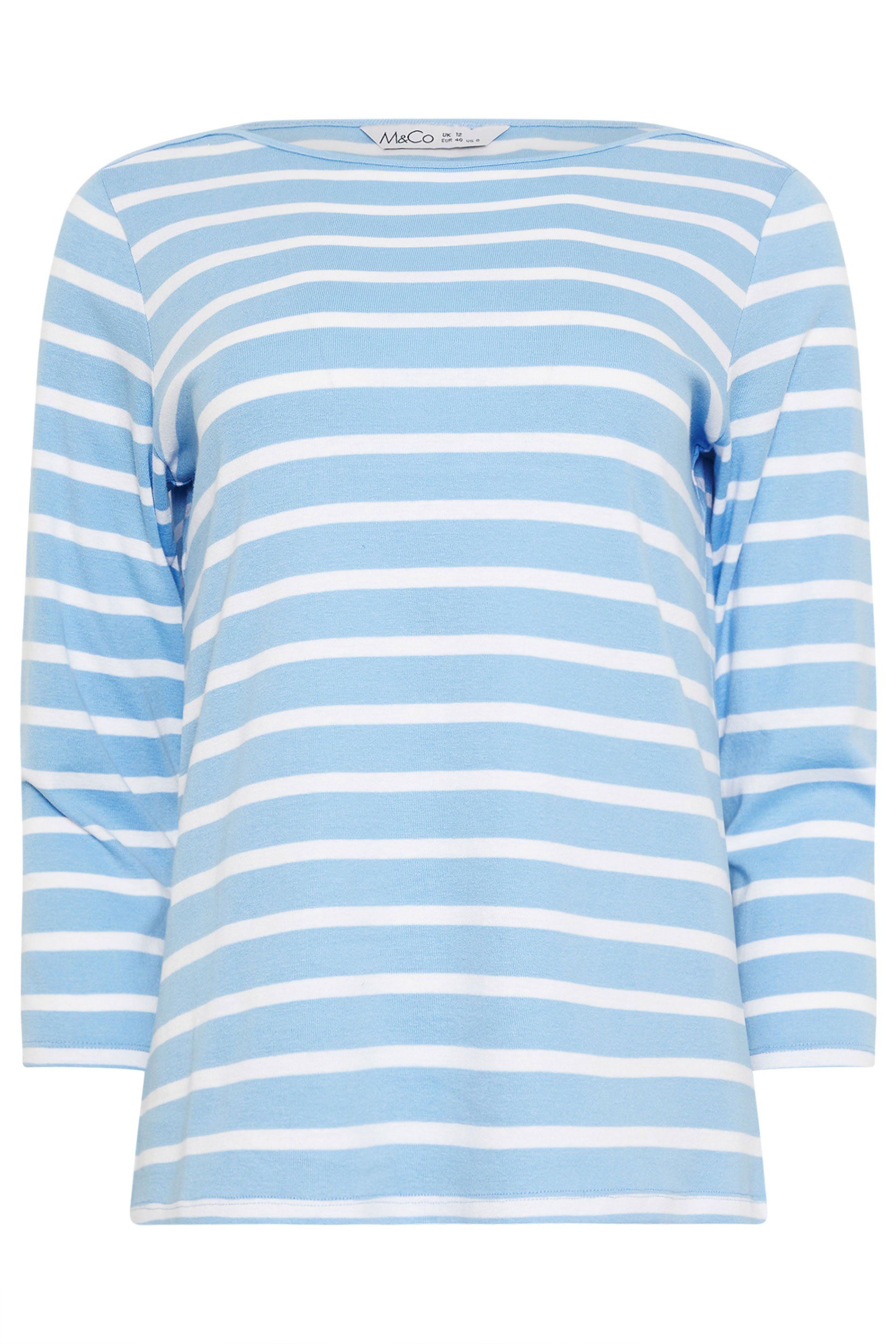 M&Co Stripe Slash Neck Cotton Top