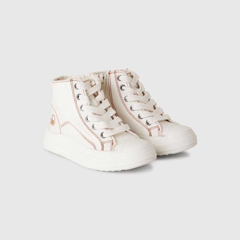 Denim-effect high-top sneakers