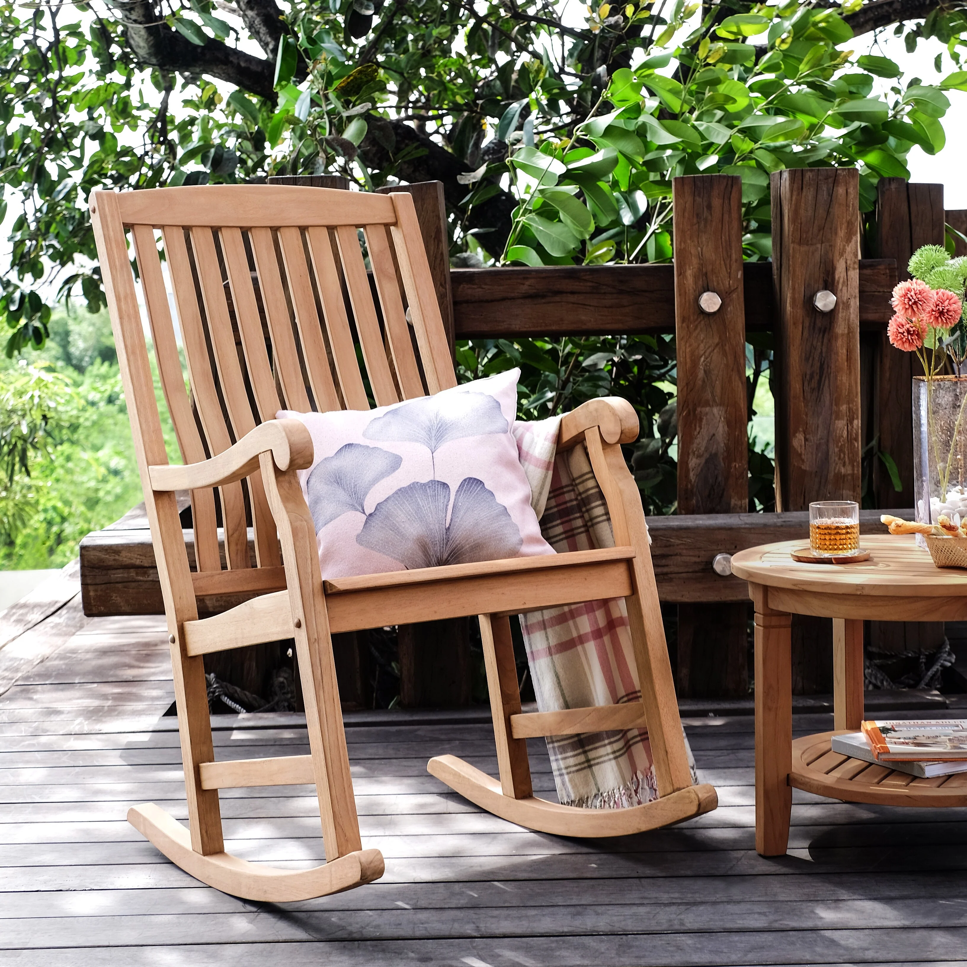 Cambridge Casual Sherwood 3-Piece Teak Outdoor Rocking Chair Chat Set