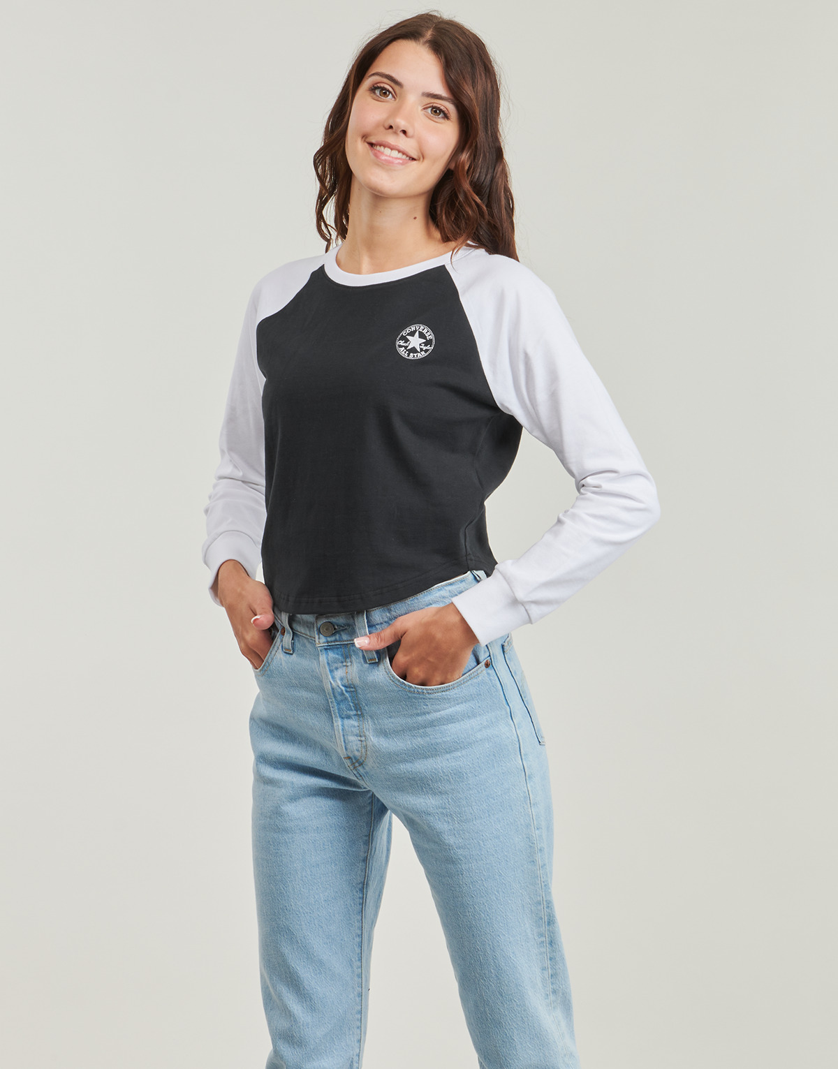 Converse - RAGLAN LONG-SLEEVE TOP - White / Black