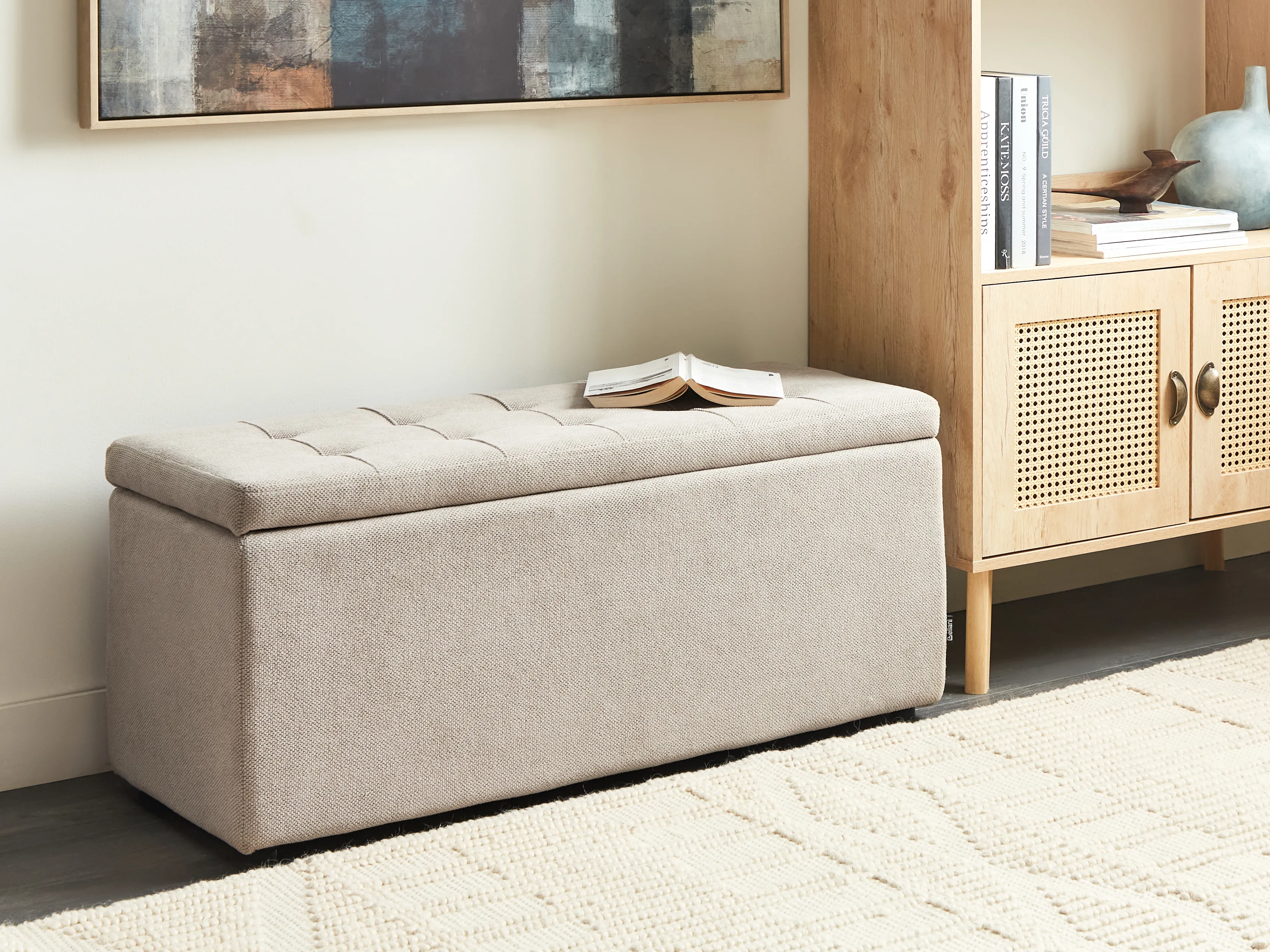 Storage Ottoman OREM Fabric Beige