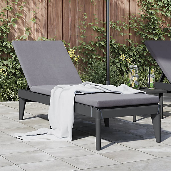 Chaise longue avec coussin anthracite 186x60x29 cm PP vidaXL