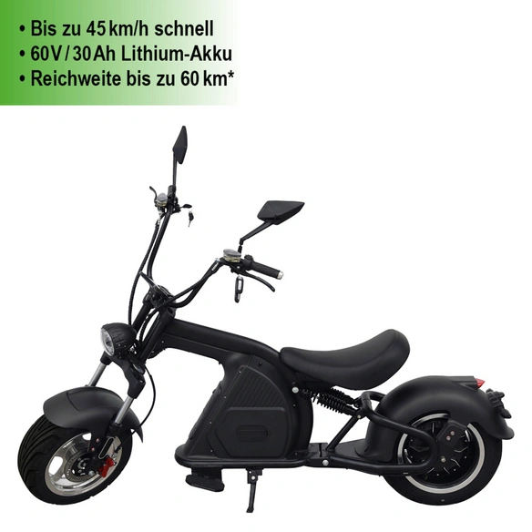 E-Roller »La Spezia«, max. 45 km/h, Reichweite: 60 km, schwarz